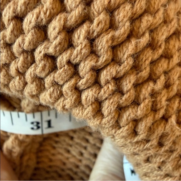 Free People Oversized Slub Alli V Neck Sweater Camel Medium Slouchy - Picture 8 of 9